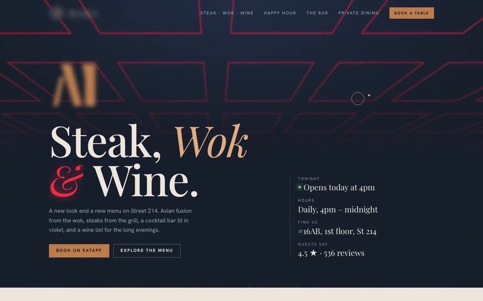 Maquette de site, bar steak & wok, Phnom Penh
